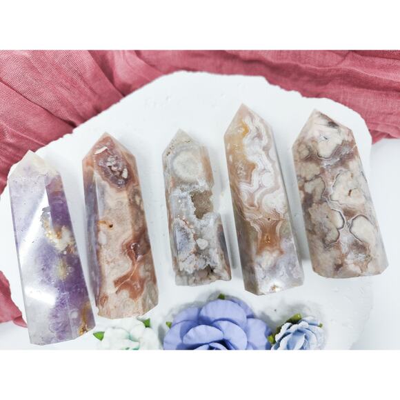 Flower Agate Amethyst Crystal Towers New Beginnings - Picture 4 of 9